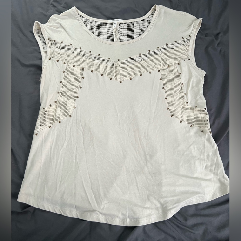 Maurices Net & Studded Cream Tank Top-Medium!